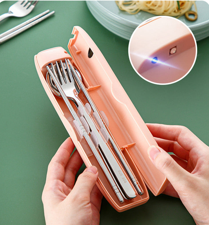 Lisslune | Portable Cutlery Set With UV Disinfection For Killing Bacteria