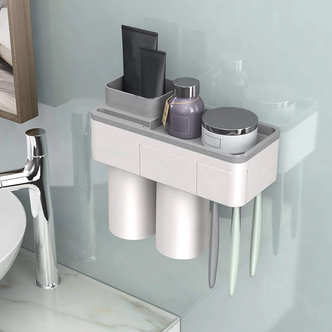 Lisslune | Practical toothbrush holder set with toothpaste dispenser