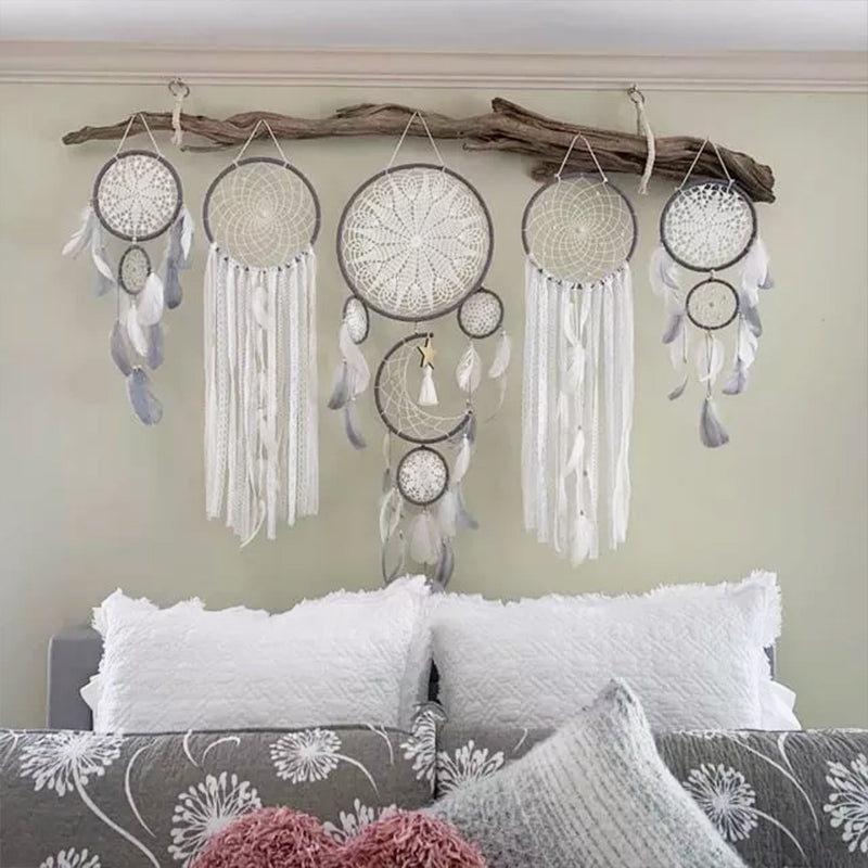 Lisslune | Dream catcher moon and stars hang over the bed (5 pieces)