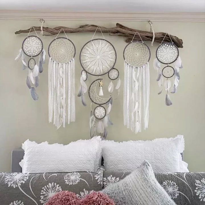Lisslune | Dream catcher moon and stars hang over the bed (5 pieces)