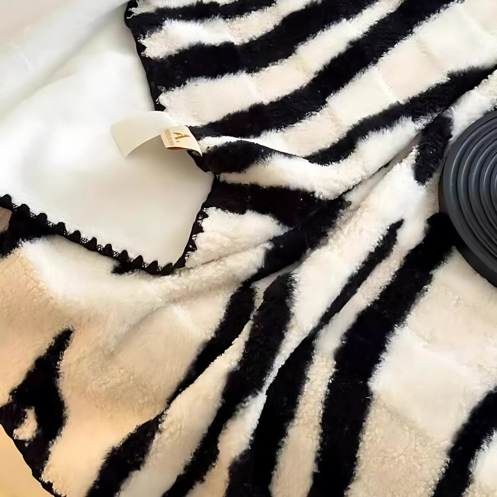 Lisslune | Zebra Print Luxe Synthetic Fur Blanket