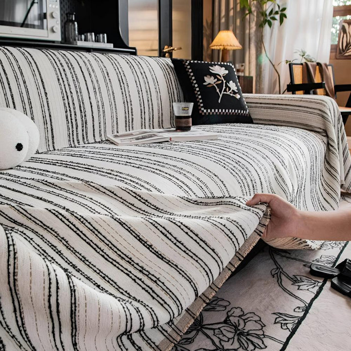 Lisslune | Regal Stripes Chenille Sofa Cover