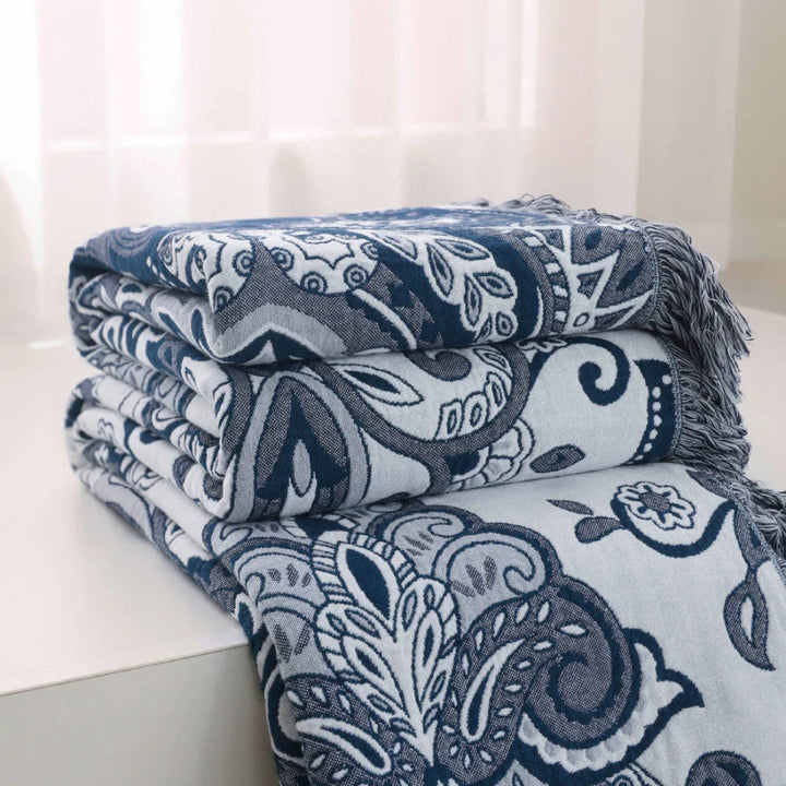 Lisslune | Paisley Dream Cotton Tassel Blanket