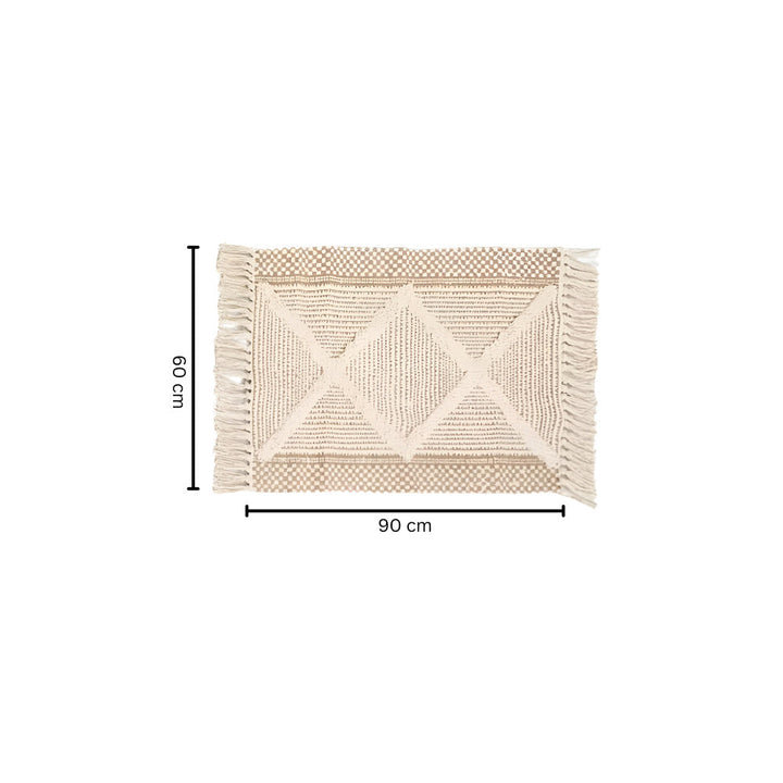 Lisslune | Beige Textured Fringe Tassel Rug