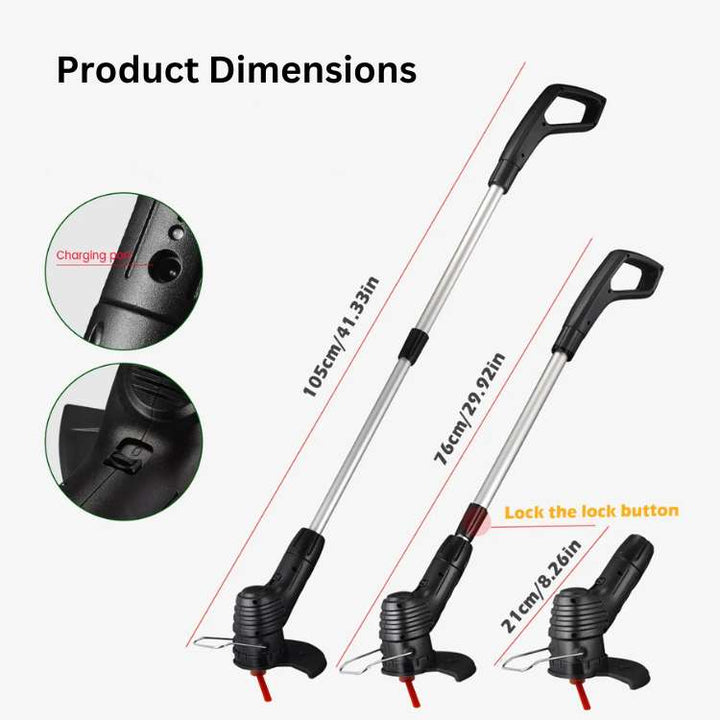 Lisslune | Cordless Grass Trimmer with High-Power Battery - Lightweight Lawn Edger for Easy Yard Maintenance