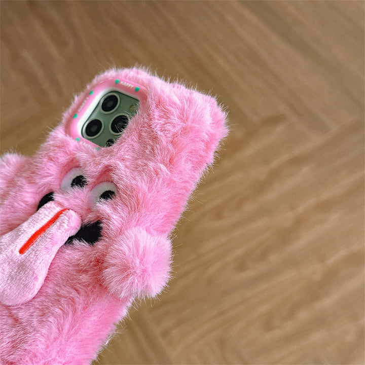 Lisslune | Funny Tongue Sticking Out Plush Phone Case For iPhone