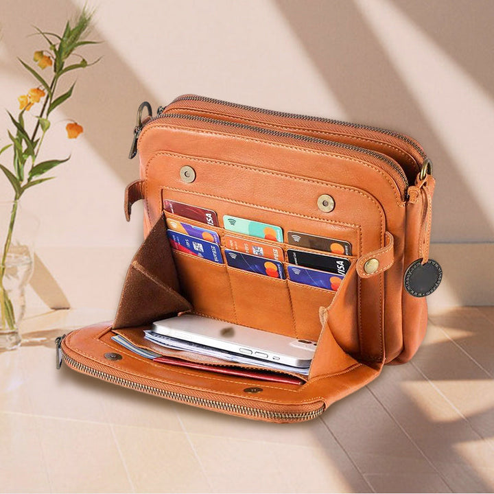 Lisslune | Three-Layer-Leather-Crossbody-Shoulder- & Clutch-Bag