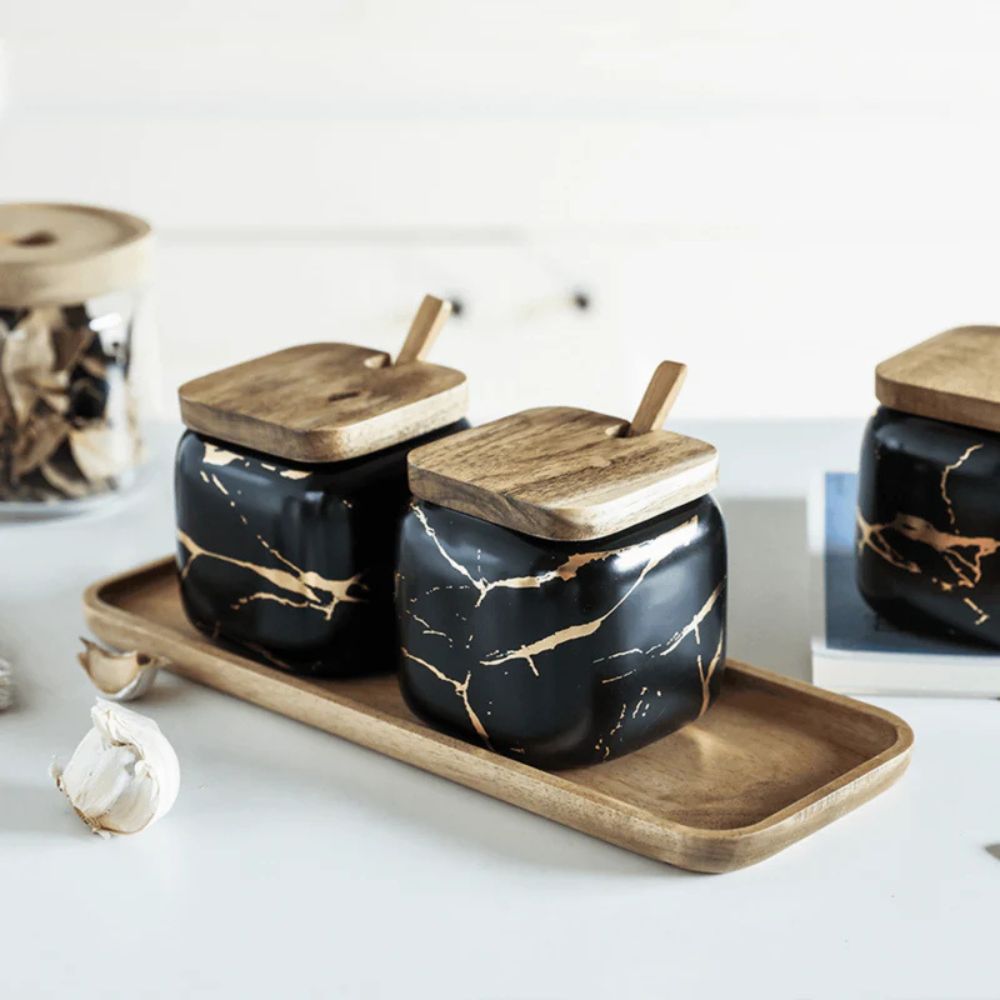 Lisslune | Royal Vein Porcelain Spice Jar Set