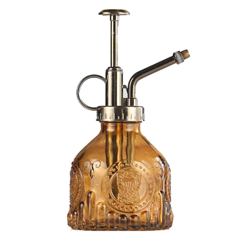 Lisslune | Embossed glass bottle with metal nozzle – Plant sprayer for flower watering in vintage design