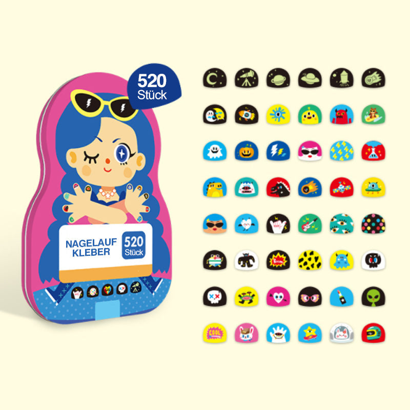 Lisslune | Nail Sticker Set for Kids (520 Pieces)
