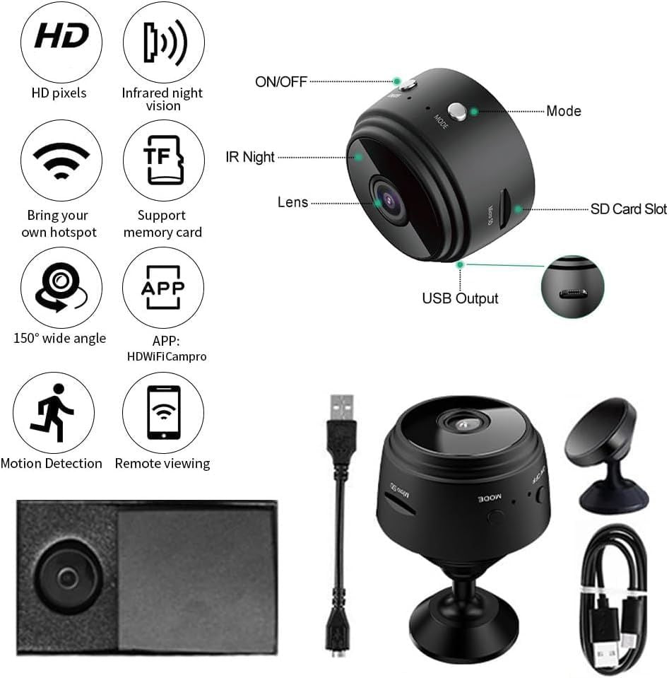 Lisslune | Eyecam Mini Spy Camera – Compact Wi-Fi Home Security Camera for Indoor Surveillance