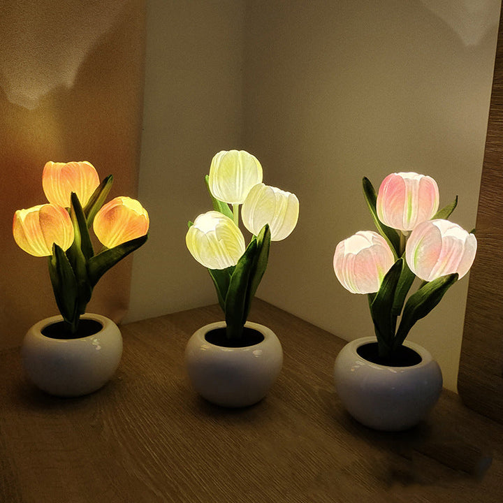 Lisslune | LED Tulip Nightstand Lamp Flower Table Lamp