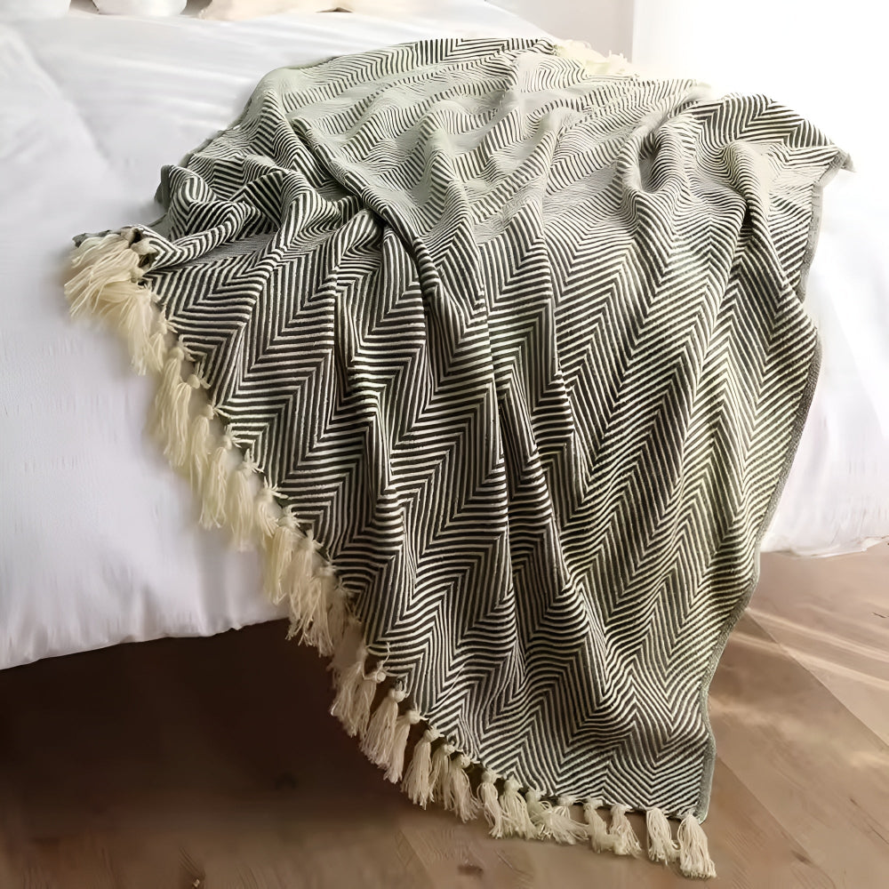 Lisslune | Herringbone Tassel Knit Blanket