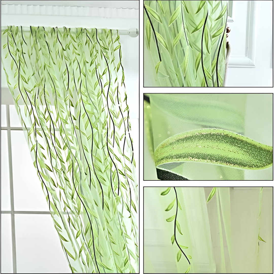 Lisslune | Willow Leaf Strip Window Curtains