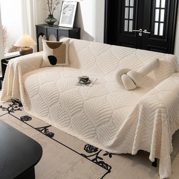 Lisslune | Herringbone Leaf Design Fleece Sofa Cover