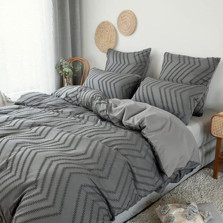 Lisslune | Chevron Plush Quilt Cover | 3pcs Set