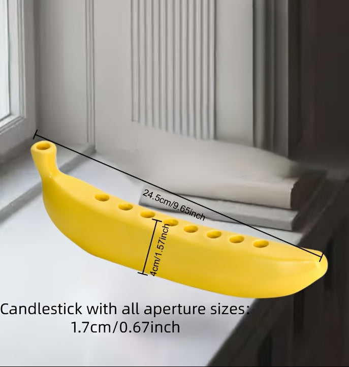 Skorter | Innovative Ceramic Banana Decorative Candlestick - Fun Candlestick for Hanukkah, Unique Banana Theme Candlestick for Enthusiasts, Parties, Home Lighting, Also Suitable for Christmas, Valentine's Day, Easter, Thanksgiving, Hanukkah Festival Gifts