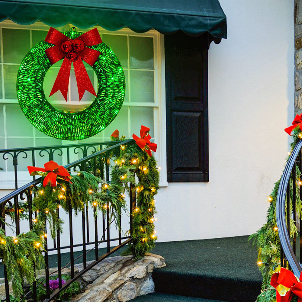 Lisslune | Illuminated Christmas Wreath Luxury Gold-Green 50cm – Handmade Door Wreath with LED