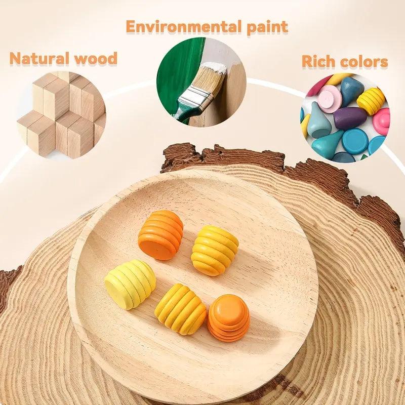 Lisslune | Colorful Wooden Building Blocks Set for Creative Learning and Logical Development