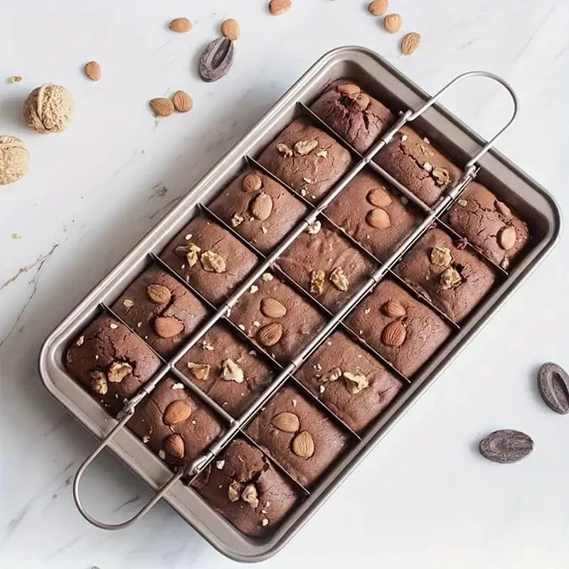Lisslune | Non-Stick Brownie Pan with 18 Dividers Aluminum Bakeware