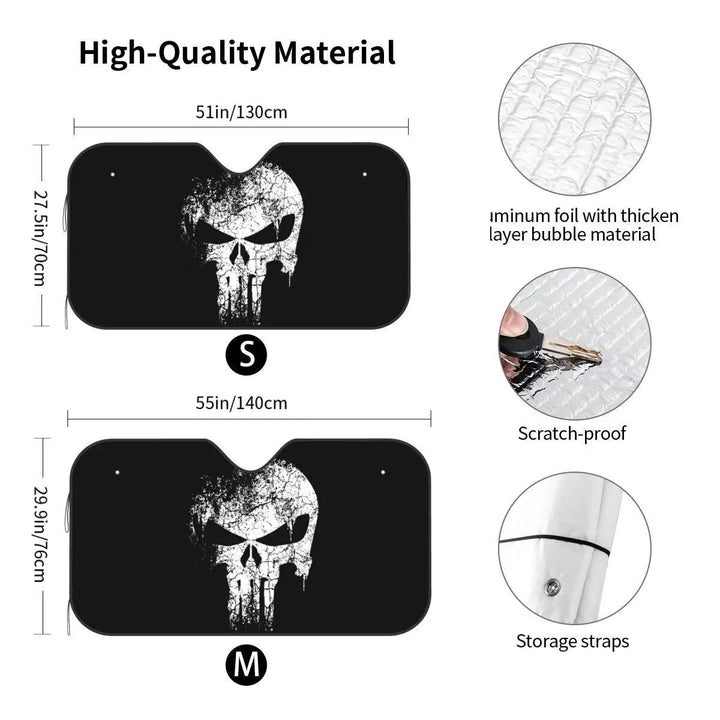 Lisslune | Punisher Skull Car Sunshade – Cute Car Windshield Protector 76x140cm
