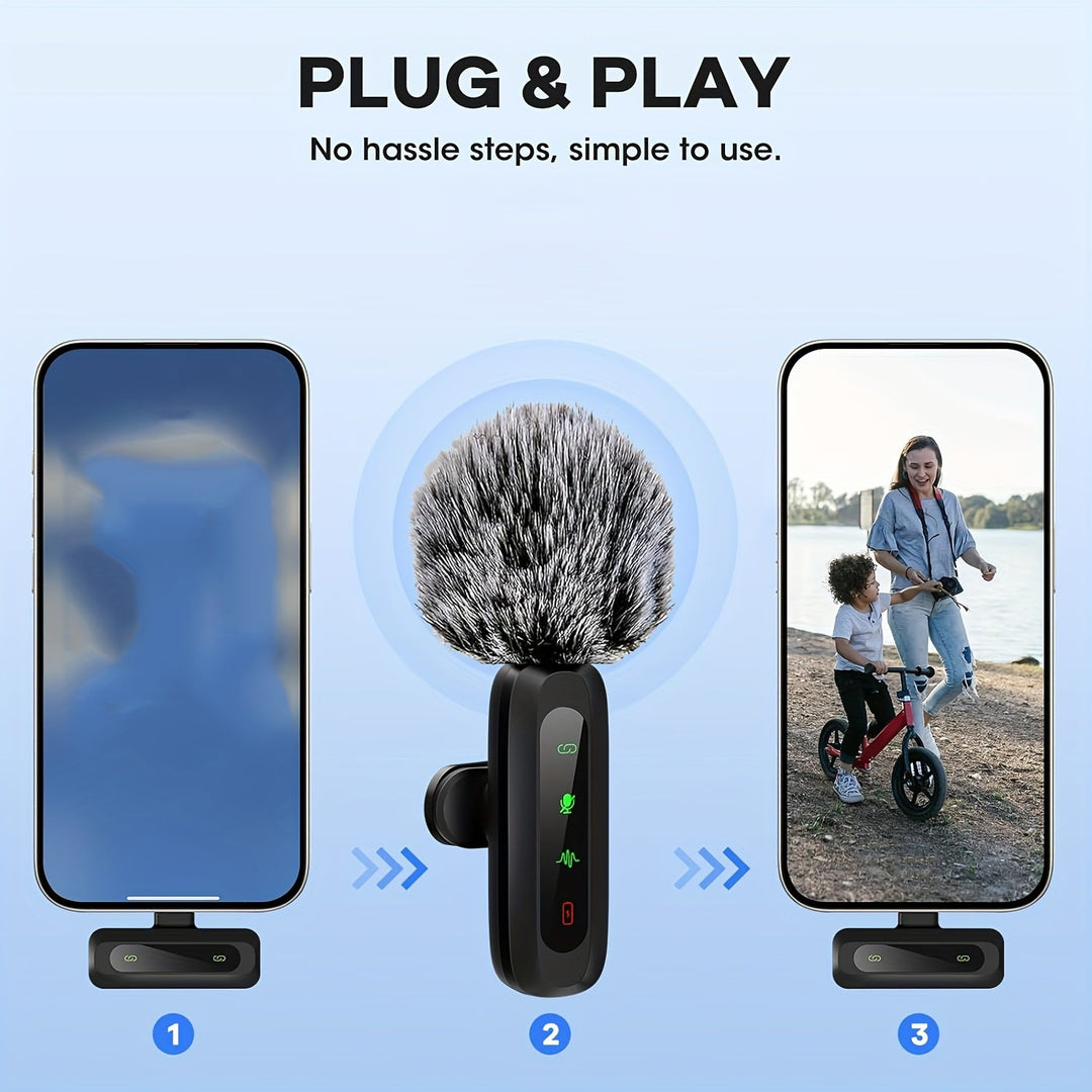Lisslune | SoundSnap Wireless Clip Microphone – USB-C Microphone for Smartphone and Tablet
