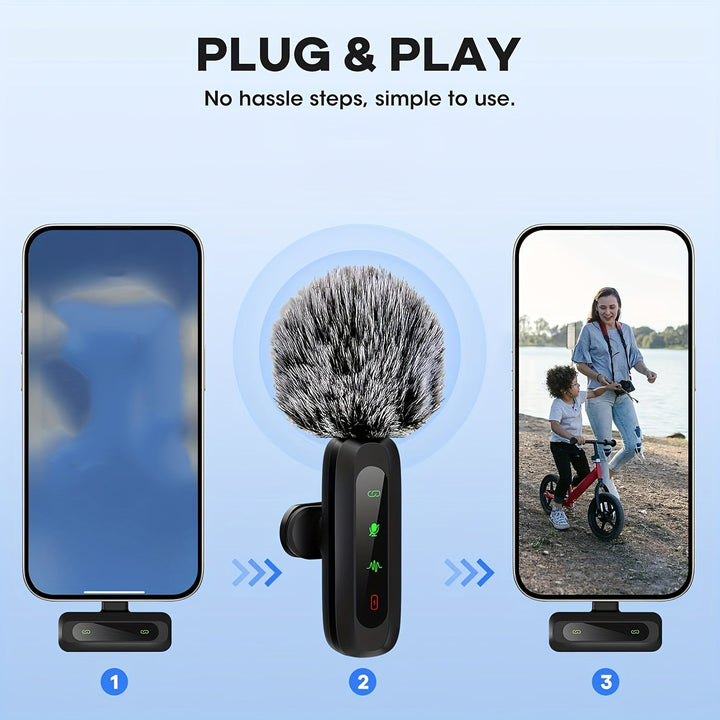 Lisslune | SoundSnap Wireless Clip Microphone – USB-C Microphone for Smartphone and Tablet