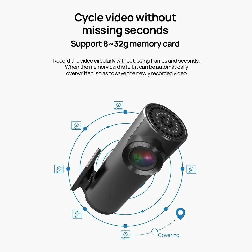 Lisslune | 1080P Mini Car Dash Cam with ADAS, Gravity Sensor & USB Loop Recording for Android