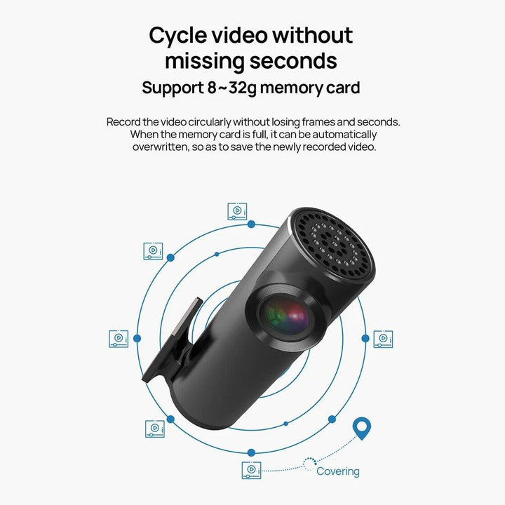 Lisslune | 1080P Mini Car Dash Cam with ADAS, Gravity Sensor & USB Loop Recording for Android