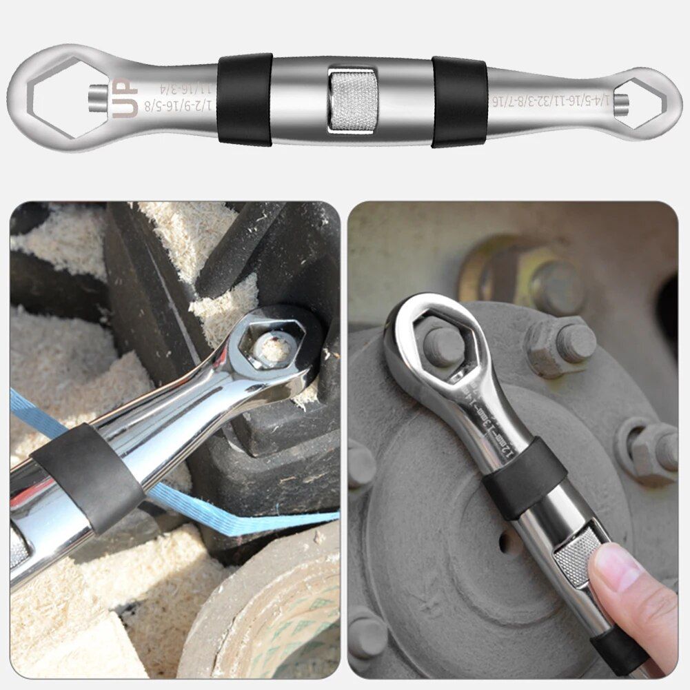 Lisslune | Universal Dual-Head 23-in-1 Adjustable Wrench - Metric & Imperial, 7-19MM Ratchet Wrench