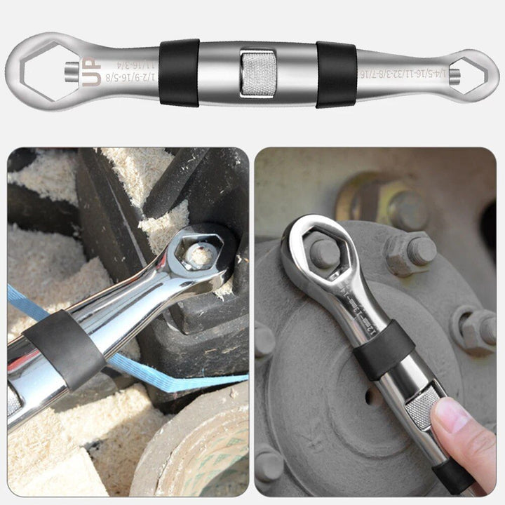Lisslune | Universal Dual-Head 23-in-1 Adjustable Wrench - Metric & Imperial, 7-19MM Ratchet Wrench