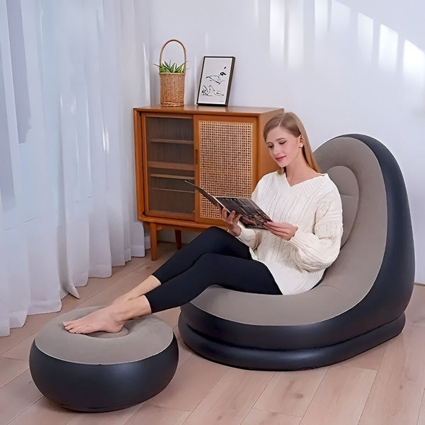 Lisslune | RelaxSeat Inflatable Lounge Chair with Footrest – Indoor & Outdoor Comfort