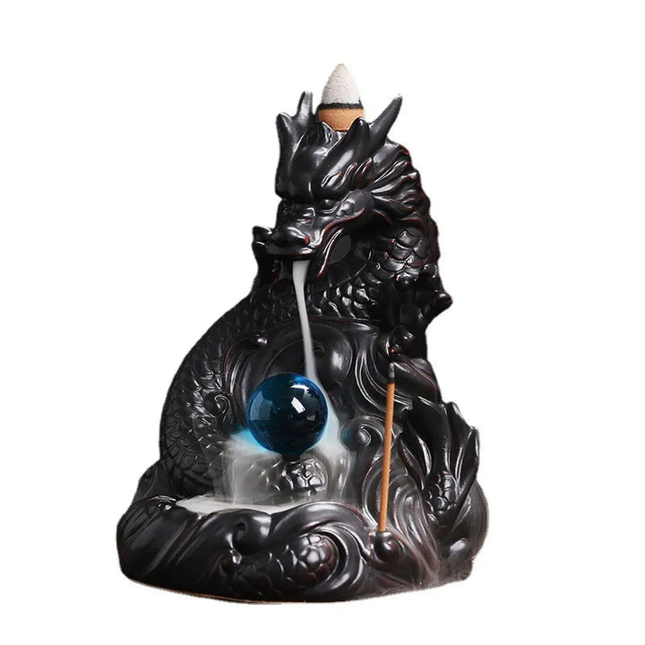 Lisslune | 1Pc, Dragon Backflow Incense Holder Ceramic Incense Stick Holder, for Home Decor Aromatherapy Relaxation Gifts (Without Incense)