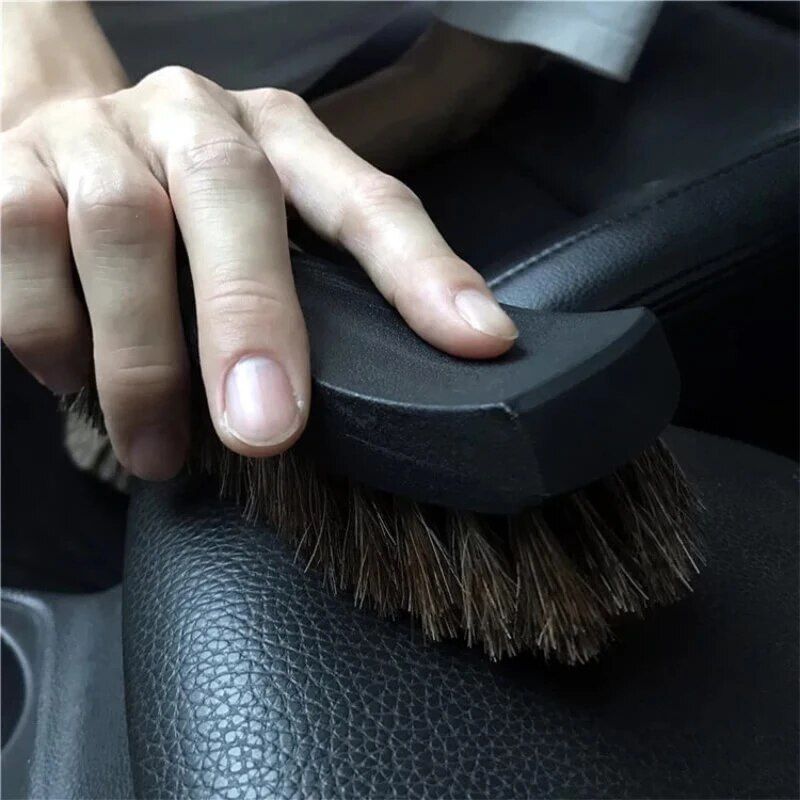 Lisslune | Horsehair Leather & Textile Cleaning Brush for Car and Furniture