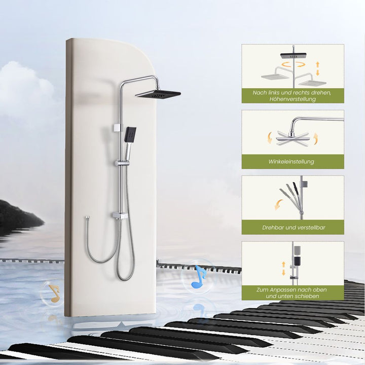 Lisslune | Shower system without faucet, rainfall shower set with self-cleaning shower head and handheld shower, shower column for bathroom/bathtub