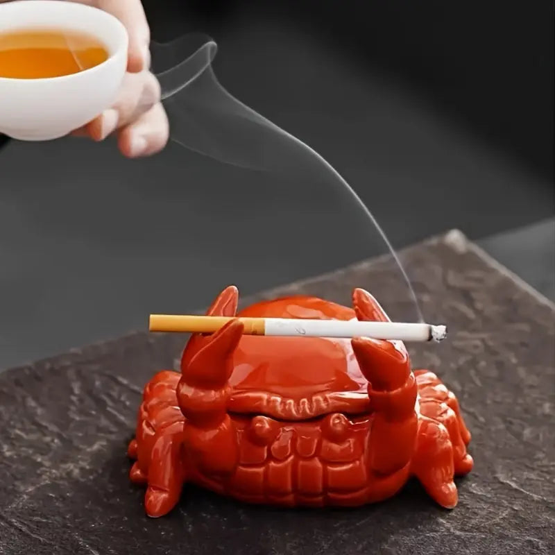 Lisslune | CrabbySmoke – Unique crab-shaped ashtray with lid