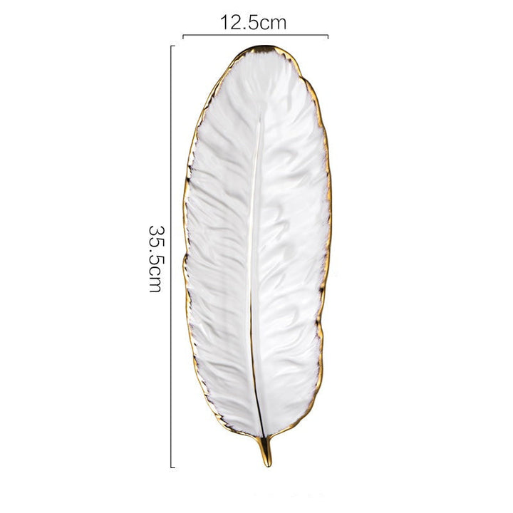 Lisslune | Nordic Light Luxury Style on Golden Feather Plate Retro Jewelry Plate Storage Plate Snack Plate Home Decor