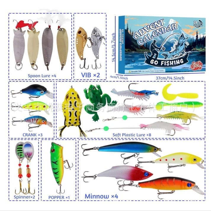 Lisslune | 24 Days Christmas Countdown Fish Tackle Set