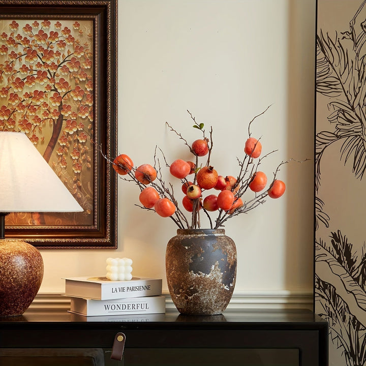 Lisslune | Harvest Bloom Decorative Vase – Artistic design with textured surface and fruit-inspired stems
