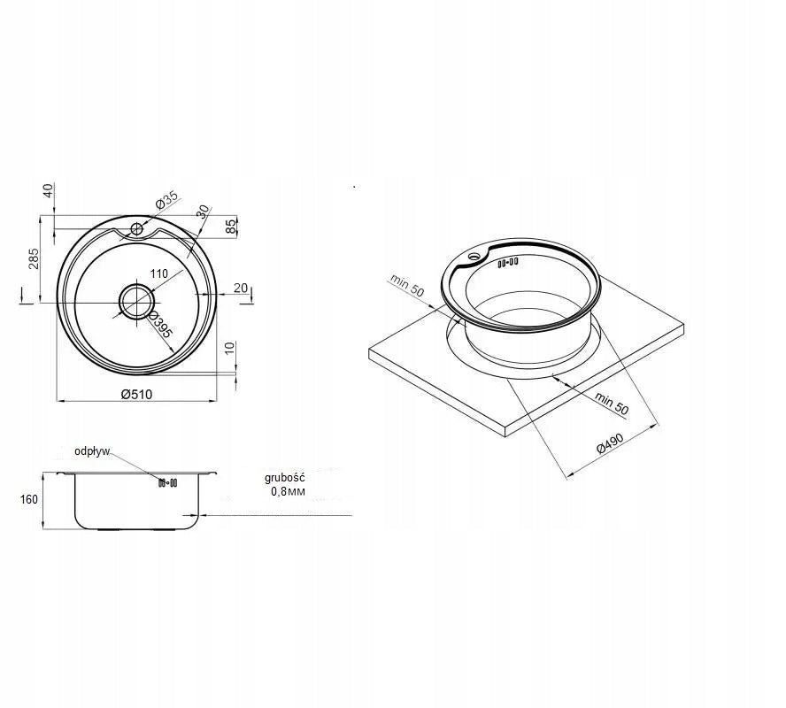 Lisslune | Stainless Steel Sink Brushed 51x18