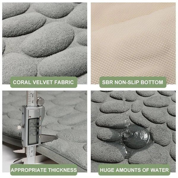 Lisslune | Cobblestone Embossed Bathroom Bath Mat