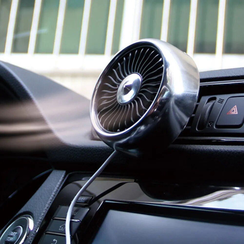 Lisslune | USB Car Fan with 3 Speeds & Colorful LED Light