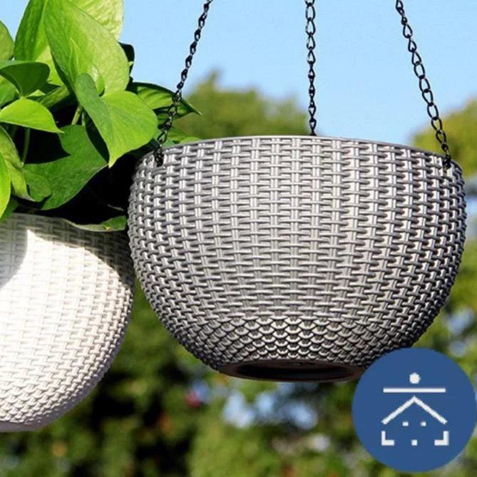 Lisslune | Woven hanging basket for plants with chain – Ideal for balcony and garden