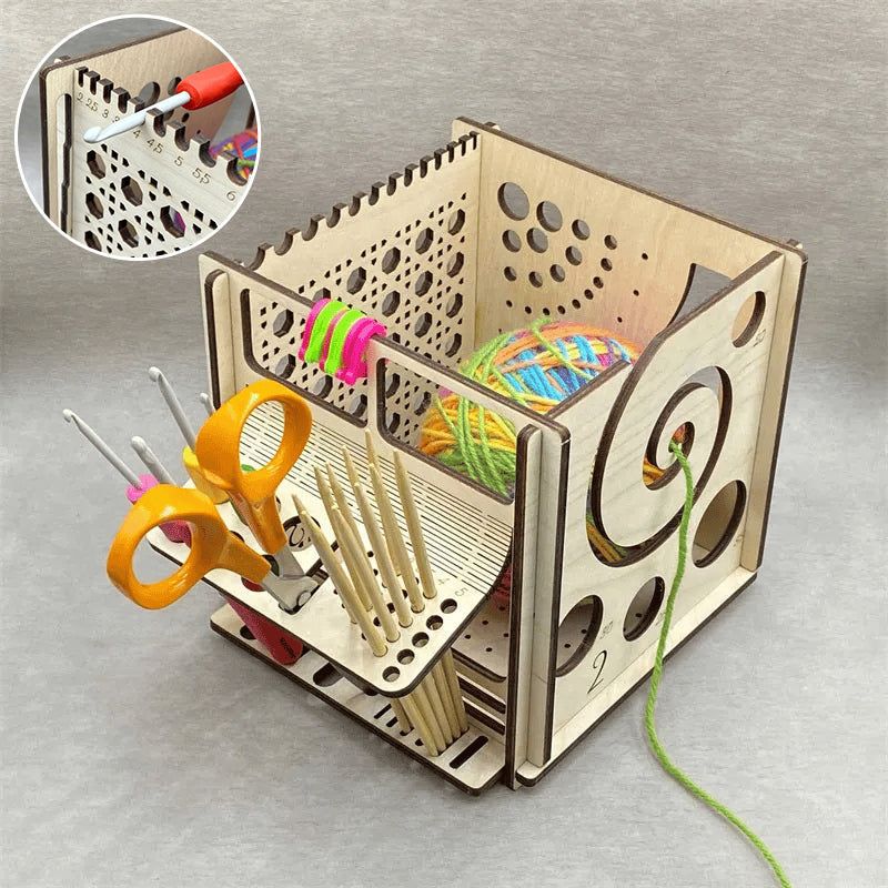 Lisslune | All-in-one wood yarn bowl - Multifunctional knitting tool