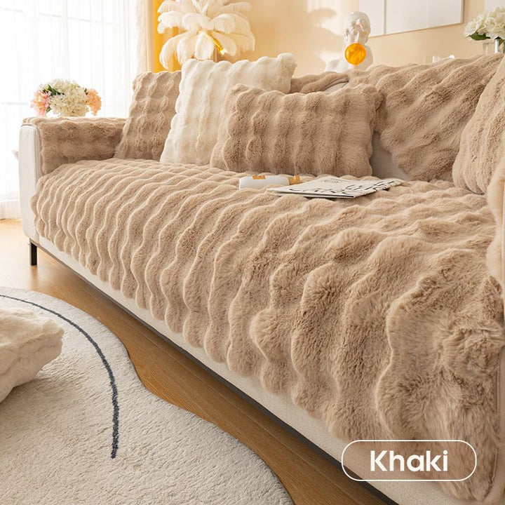 Lisslune | thick rabbit plush sofa cover