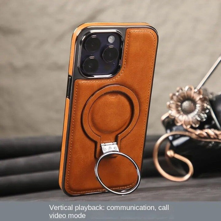 Lisslune | Luxury Leather Invisible Stand iPhone Case
