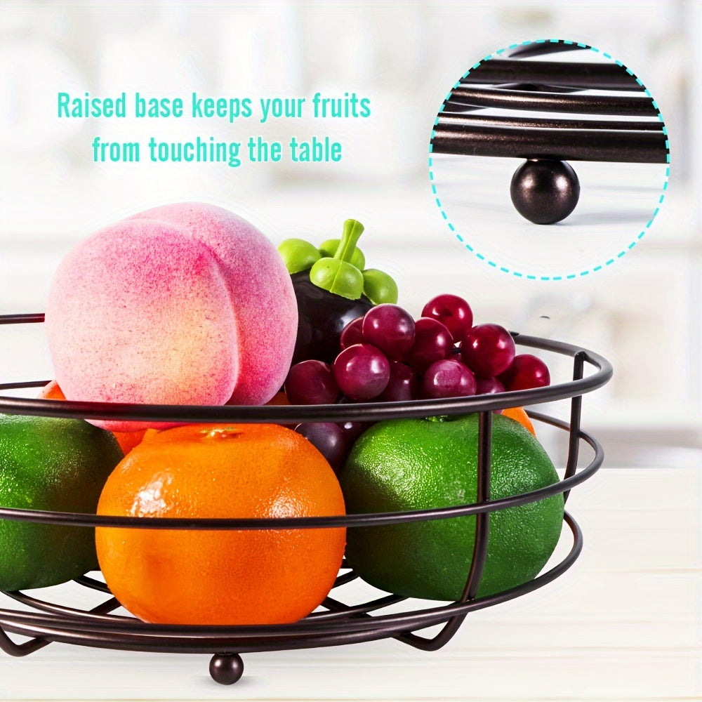 Lisslune | 2-Layer Oval Fruit Basket with Banana Holder – Metal Kitchen Organizer