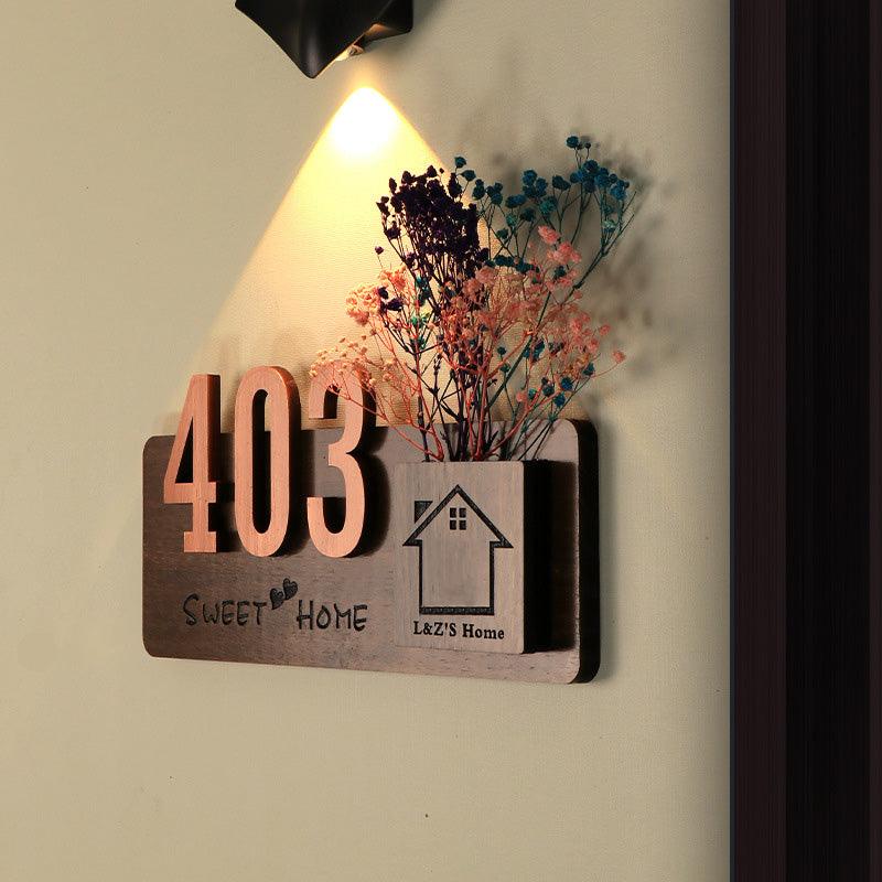 Lisslune | Custom Vintage Wood Door Number - Retro Homestay Elegance