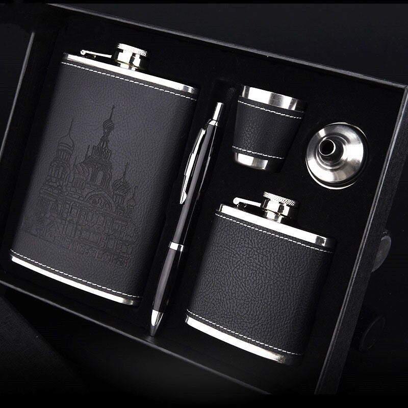 Lisslune | 9oz High-Quality Stainless Steel 304 Flask Set Whiskey Wine Bottle Alcohol Drink Bottle Travel Drinkware For Gifts