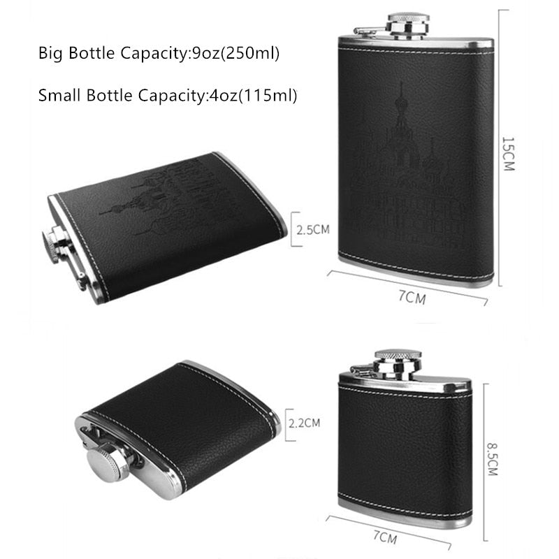 Lisslune | 9oz High-Quality Stainless Steel 304 Flask Set Whiskey Wine Bottle Alcohol Drink Bottle Travel Drinkware For Gifts